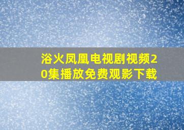 浴火凤凰电视剧视频20集播放免费观影下载