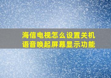 海信电视怎么设置关机语音唤起屏幕显示功能