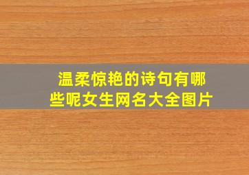 温柔惊艳的诗句有哪些呢女生网名大全图片