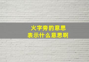 火字旁的意思表示什么意思啊