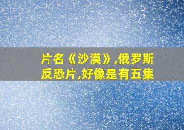 片名《沙漠》,俄罗斯反恐片,好像是有五集