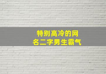 特别高冷的网名二字男生霸气