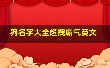 狗名字大全超拽霸气英文