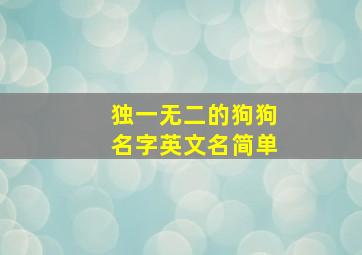 独一无二的狗狗名字英文名简单