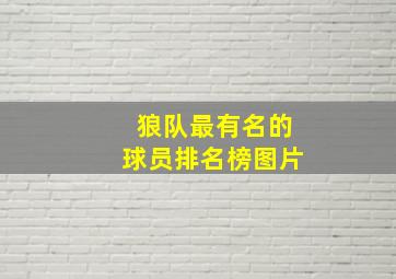 狼队最有名的球员排名榜图片