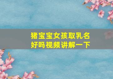 猪宝宝女孩取乳名好吗视频讲解一下