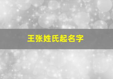 王张姓氏起名字