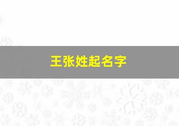 王张姓起名字