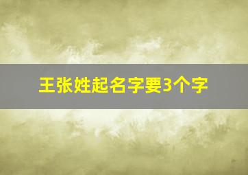 王张姓起名字要3个字