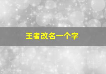 王者改名一个字