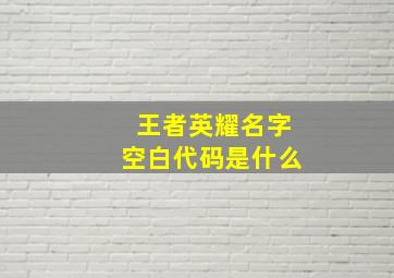 王者英耀名字空白代码是什么