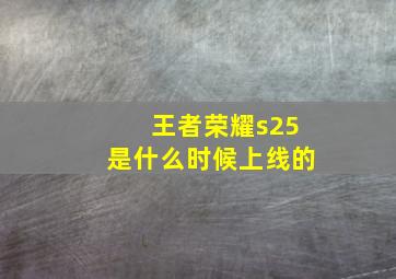 王者荣耀s25是什么时候上线的