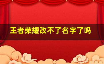 王者荣耀改不了名字了吗