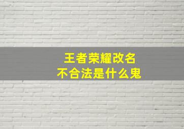 王者荣耀改名不合法是什么鬼