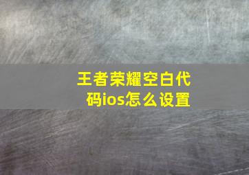 王者荣耀空白代码ios怎么设置