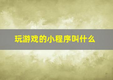 玩游戏的小程序叫什么