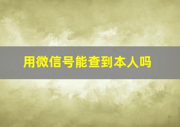 用微信号能查到本人吗