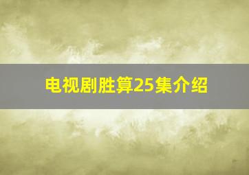 电视剧胜算25集介绍