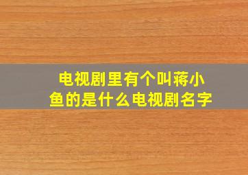 电视剧里有个叫蒋小鱼的是什么电视剧名字