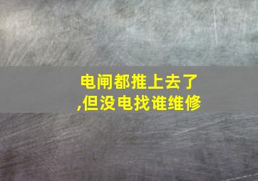 电闸都推上去了,但没电找谁维修