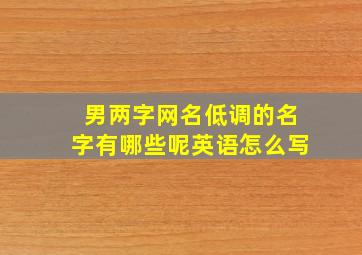 男两字网名低调的名字有哪些呢英语怎么写