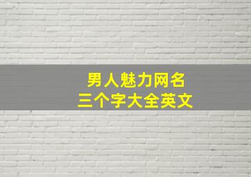 男人魅力网名三个字大全英文