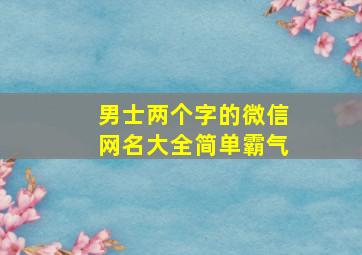 男士两个字的微信网名大全简单霸气