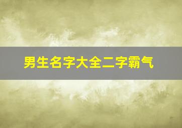 男生名字大全二字霸气