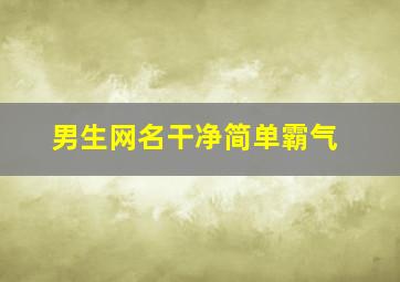 男生网名干净简单霸气