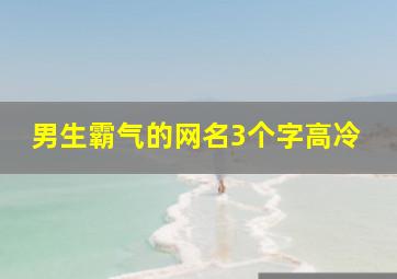 男生霸气的网名3个字高冷