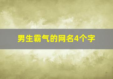 男生霸气的网名4个字