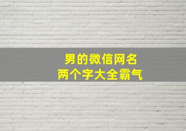 男的微信网名两个字大全霸气