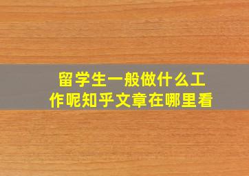 留学生一般做什么工作呢知乎文章在哪里看