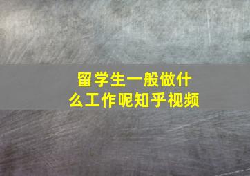 留学生一般做什么工作呢知乎视频