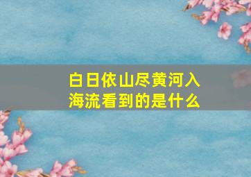 白日依山尽黄河入海流看到的是什么