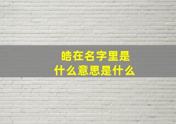 皓在名字里是什么意思是什么