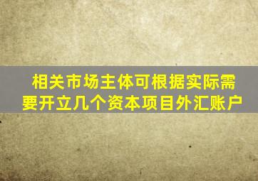 相关市场主体可根据实际需要开立几个资本项目外汇账户