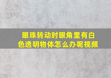 眼珠转动时眼角里有白色透明物体怎么办呢视频