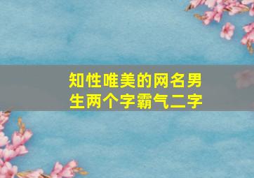 知性唯美的网名男生两个字霸气二字