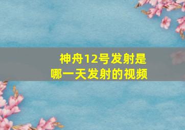 神舟12号发射是哪一天发射的视频