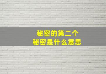 秘密的第二个秘密是什么意思