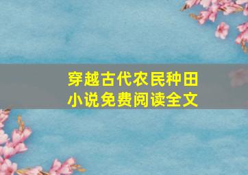 穿越古代农民种田小说免费阅读全文