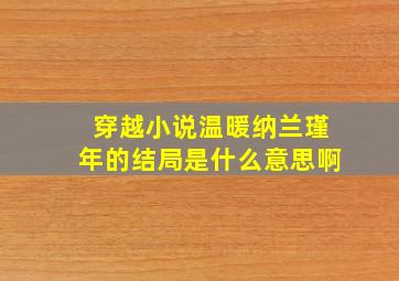 穿越小说温暖纳兰瑾年的结局是什么意思啊