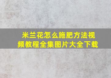 米兰花怎么施肥方法视频教程全集图片大全下载