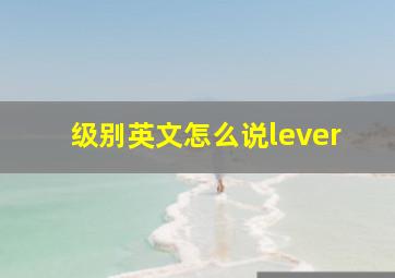 级别英文怎么说lever