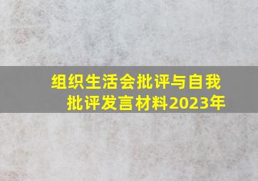 组织生活会批评与自我批评发言材料2023年