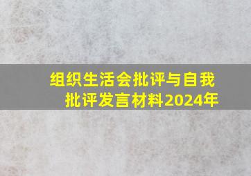 组织生活会批评与自我批评发言材料2024年