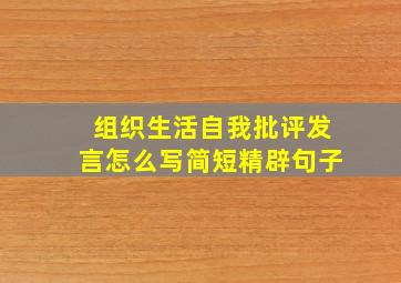 组织生活自我批评发言怎么写简短精辟句子