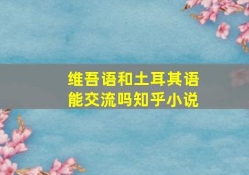 维吾语和土耳其语能交流吗知乎小说