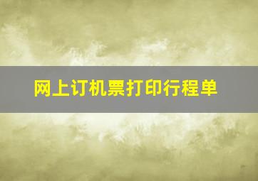 网上订机票打印行程单